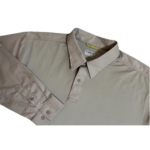 First Tactical XXL Tall Light Green Tan Rip Stop Long Sleeve Polo Shirt Gorpcore - Picture 1 of 9